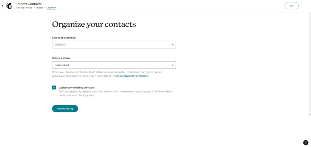organizovanje konatakata mailchimp