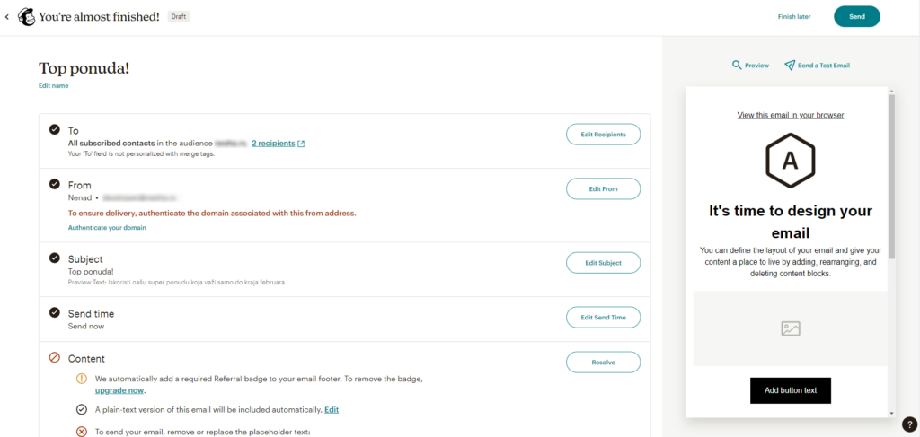 mailchimp ponuda